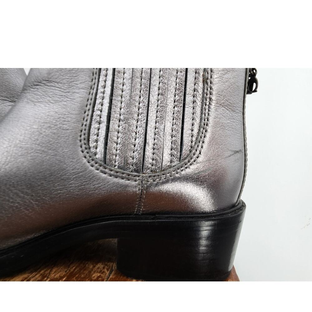 Coach Bowery Chelsea Boot Silver Metallic Leather Comfort Ankle Size 7 - Picture 9 of 12